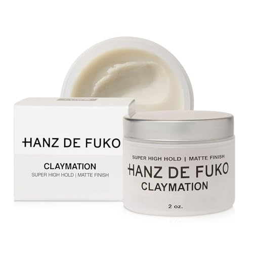Hanz de Fuko Claymation – Premium Men’s Hair Styling Clay for a Super High Hold, Matte Finish – Clay &amp; Wax Hybrid, Ideal Texture Product for Straight, Wavy and Thick Hair Types – 2 oz, Travel Size